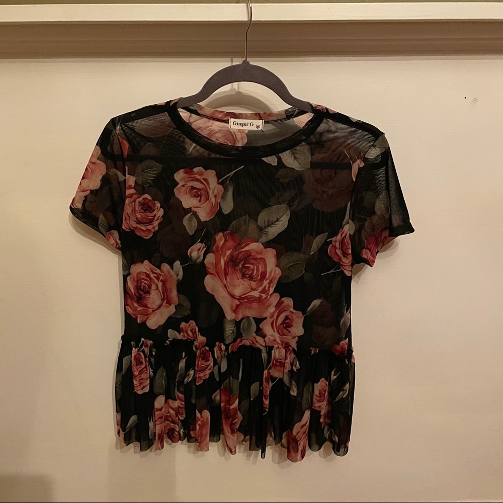 GINGER G - Mesh Floral Top